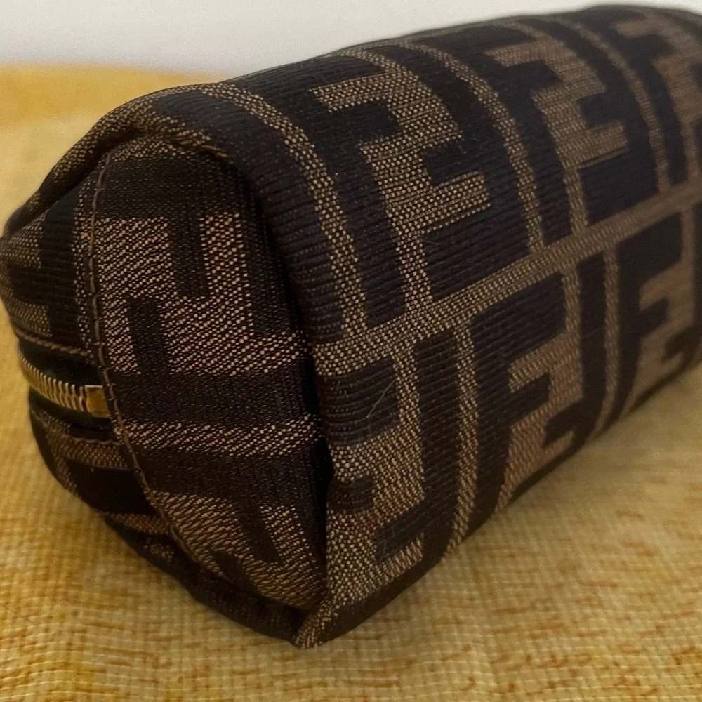 FENDI FF Zucca Monogram Cosmetic/Vanity Pouch Italy EUC Circa1980’s-1990’s